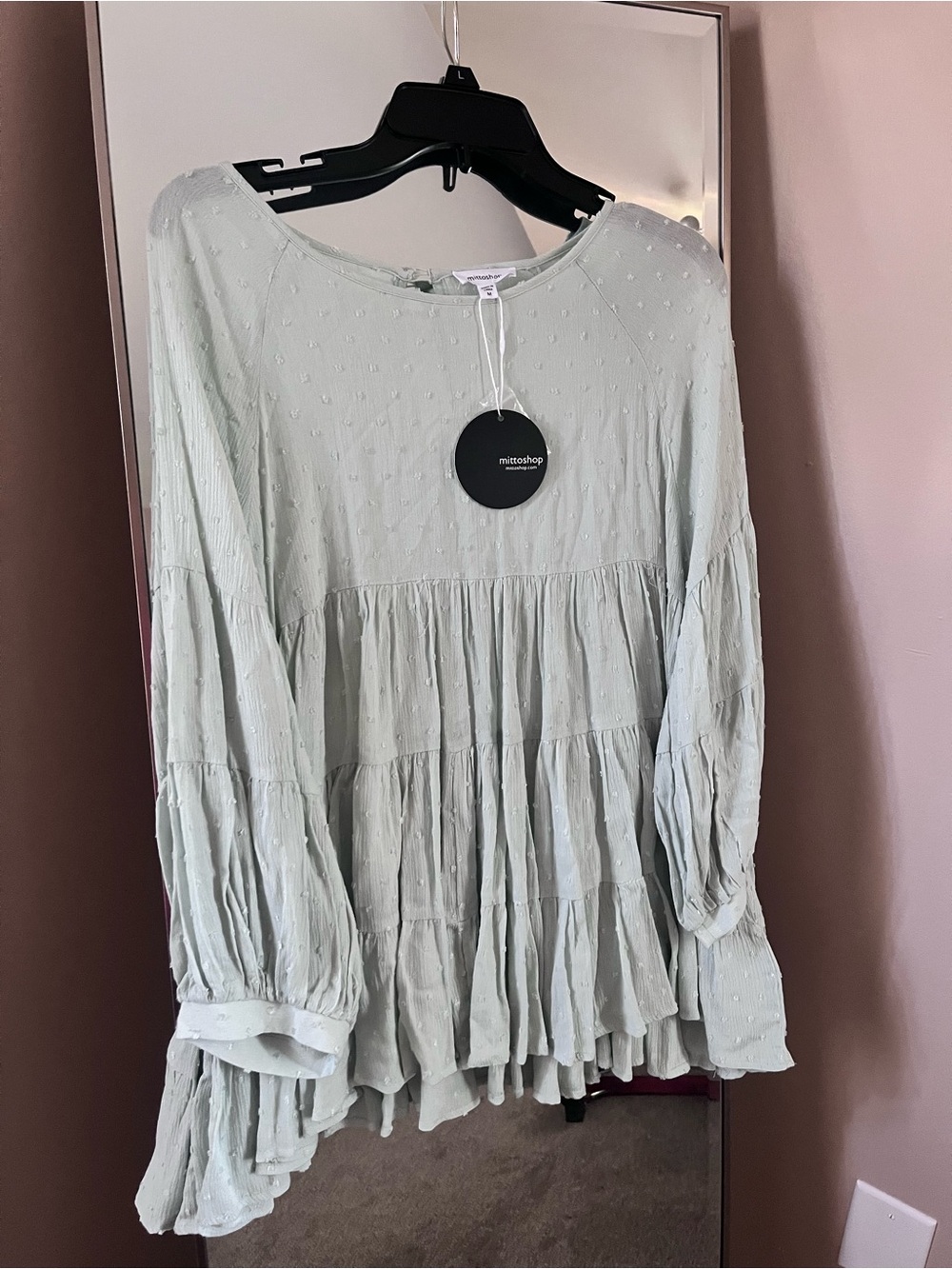 Mittoshop Mint Green Tiered Dot Peasant Tunic